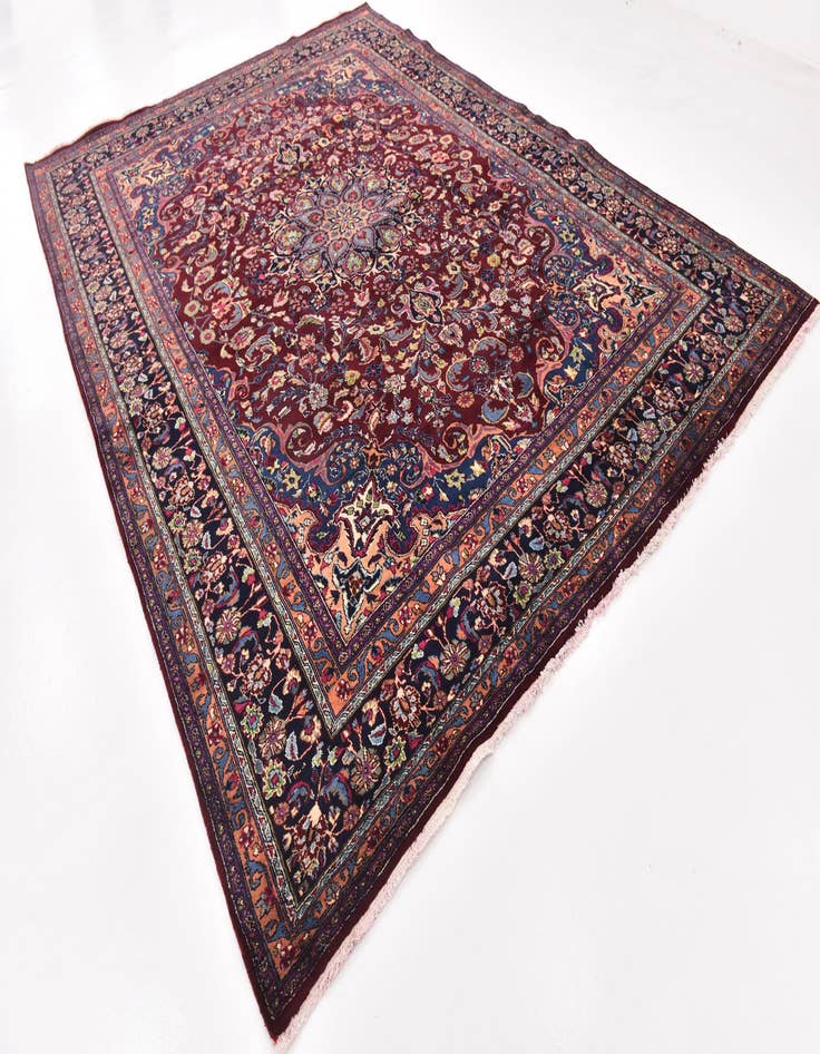 Detail image of  9' 7 x 13'  Hand Knotted Mashad Persian Wool Rug