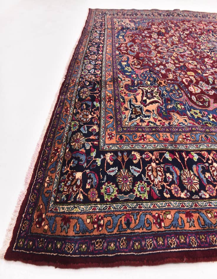 Detail image of  9' 7 x 13'  Hand Knotted Mashad Persian Wool Rug