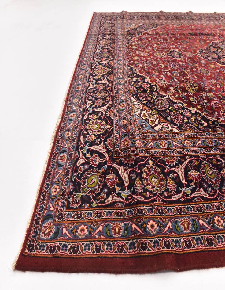 Detail image of  9' 8 x 12' 6  Hand Knotted Mashad Persian Wool Rug