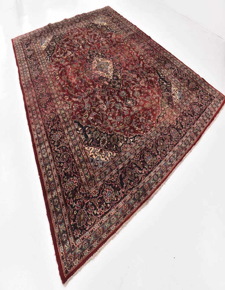 Detail image of  9' 8 x 12' 6  Hand Knotted Mashad Persian Wool Rug