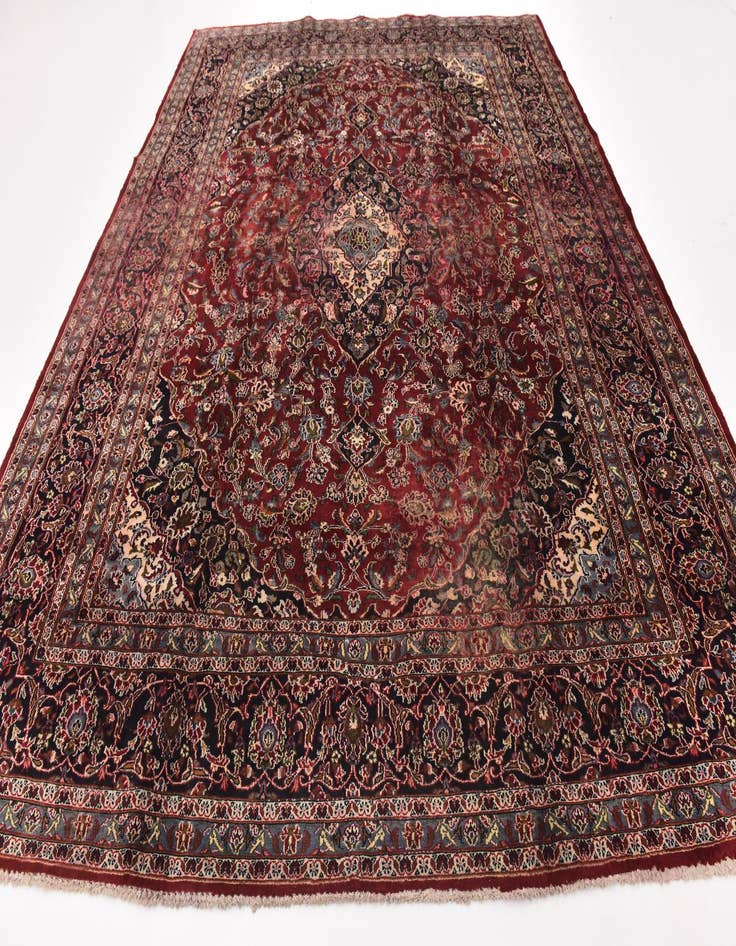 Detail image of  9' 8 x 12' 6  Hand Knotted Mashad Persian Wool Rug