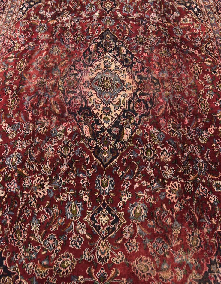 Detail image of  9' 8 x 12' 6  Hand Knotted Mashad Persian Wool Rug