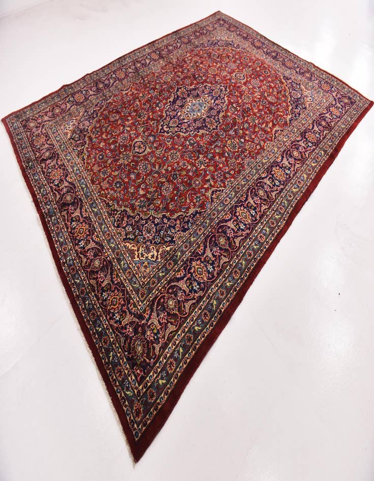 Detail image of  9' 6 x 12' 9  Hand Knotted Mashad Persian Wool Rug