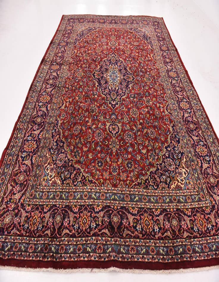 Detail image of  9' 6 x 12' 9  Hand Knotted Mashad Persian Wool Rug