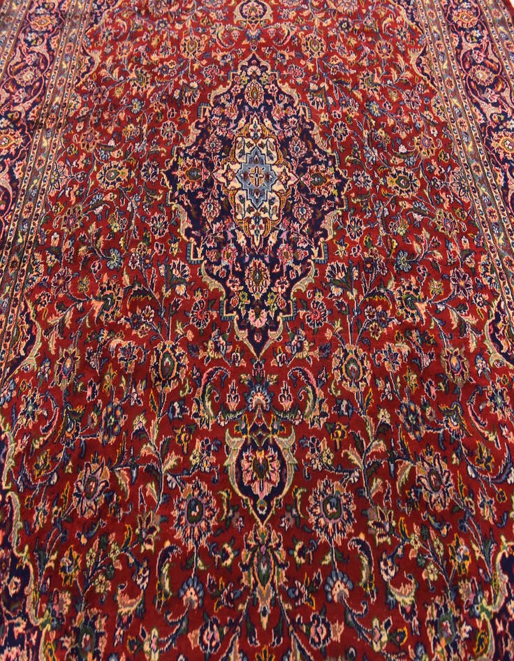Detail image of  9' 6 x 12' 9  Hand Knotted Mashad Persian Wool Rug