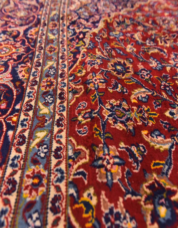 Detail image of  9' 6 x 12' 9  Hand Knotted Mashad Persian Wool Rug