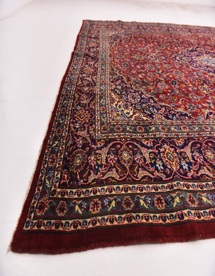 Detail image of  9' 6 x 12' 9  Hand Knotted Mashad Persian Wool Rug