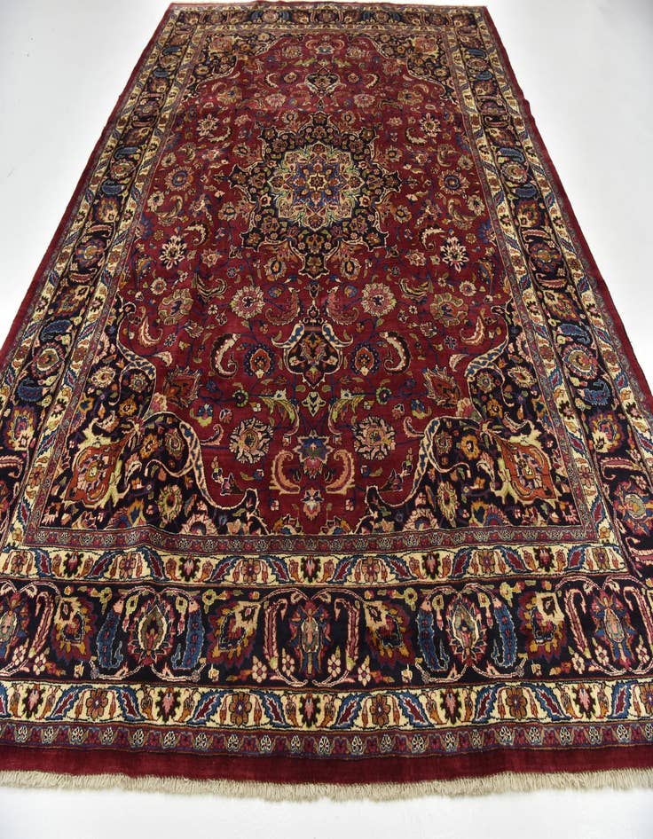 Detail image of  10' x 13'  Hand Knotted Mashad Persian Wool Rug