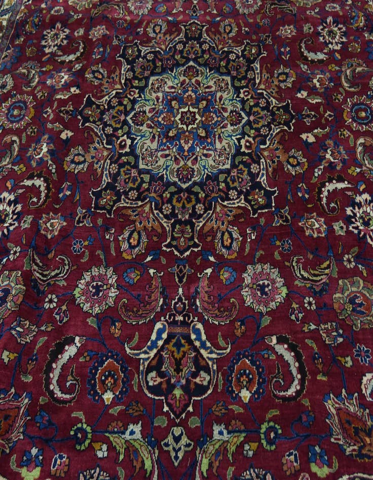 Detail image of  10' x 13'  Hand Knotted Mashad Persian Wool Rug