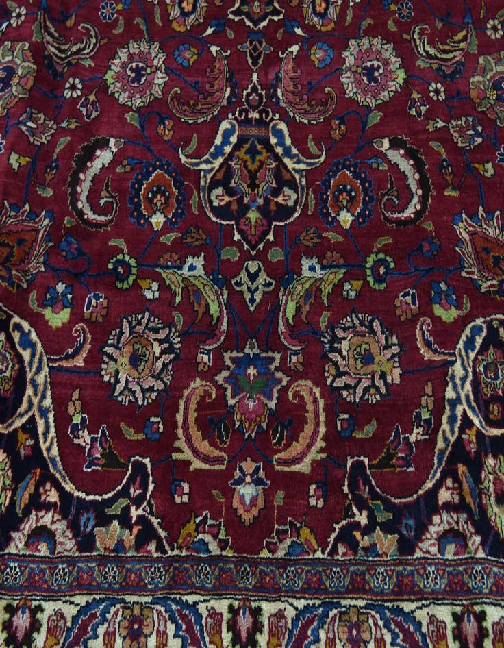 Detail image of  10' x 13'  Hand Knotted Mashad Persian Wool Rug