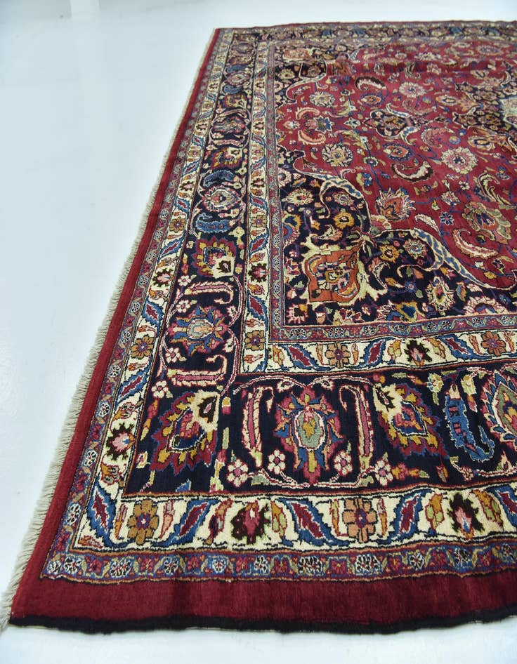 Detail image of  10' x 13'  Hand Knotted Mashad Persian Wool Rug