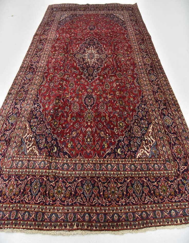 Detail image of  9' 7 x 12' 4  Hand Knotted Mashad Persian Wool Rug