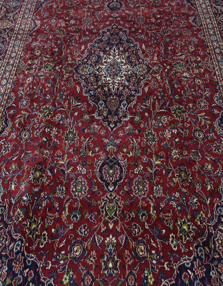 Detail image of  9' 7 x 12' 4  Hand Knotted Mashad Persian Wool Rug