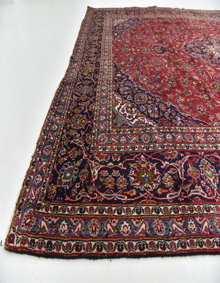 Detail image of  9' 7 x 12' 4  Hand Knotted Mashad Persian Wool Rug