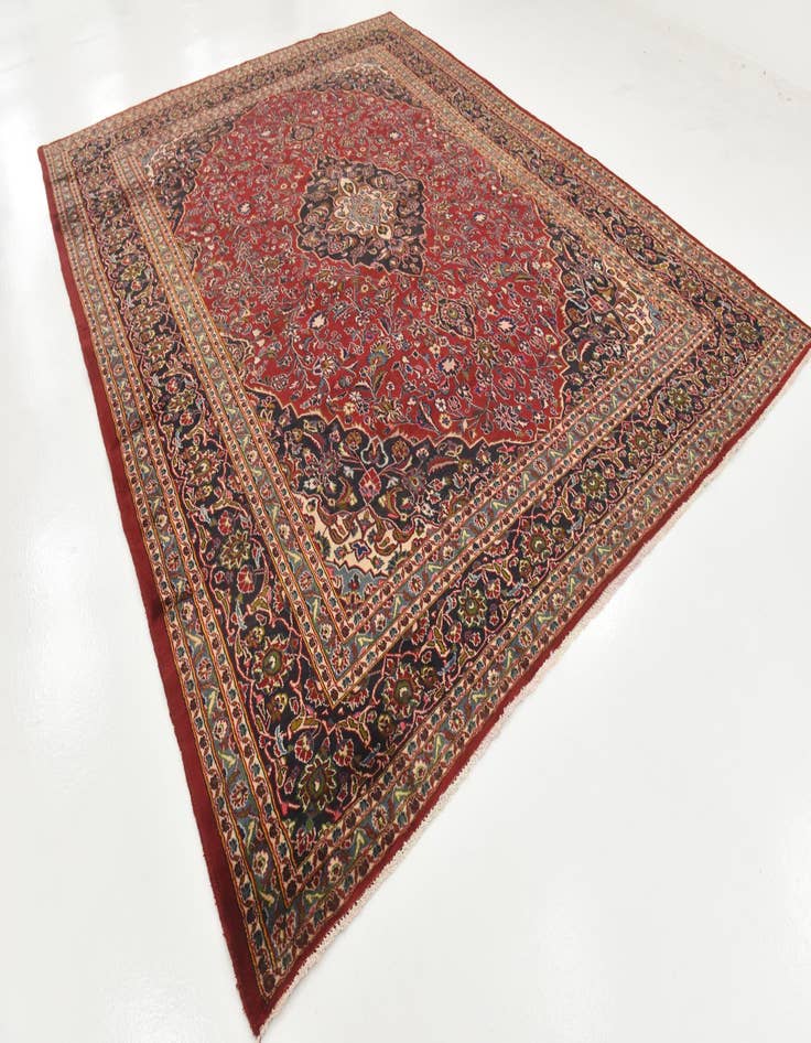 Detail image of  10' x 12' 9  Hand Knotted Mashad Persian Wool Rug