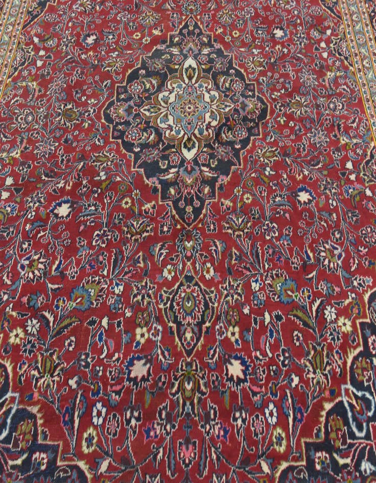 Detail image of  10' x 12' 9  Hand Knotted Mashad Persian Wool Rug