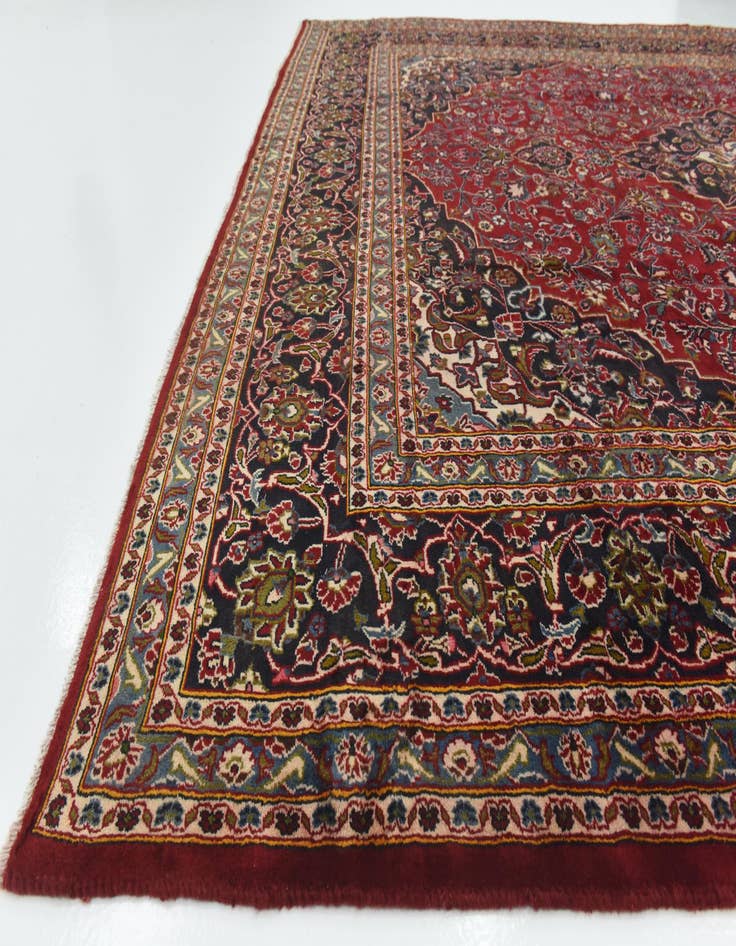 Detail image of  10' x 12' 9  Hand Knotted Mashad Persian Wool Rug