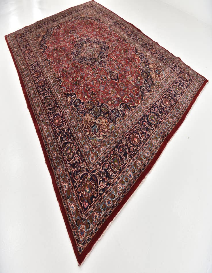 Detail image of  9' 9 x 13' 3  Hand Knotted Mashad Persian Wool Rug