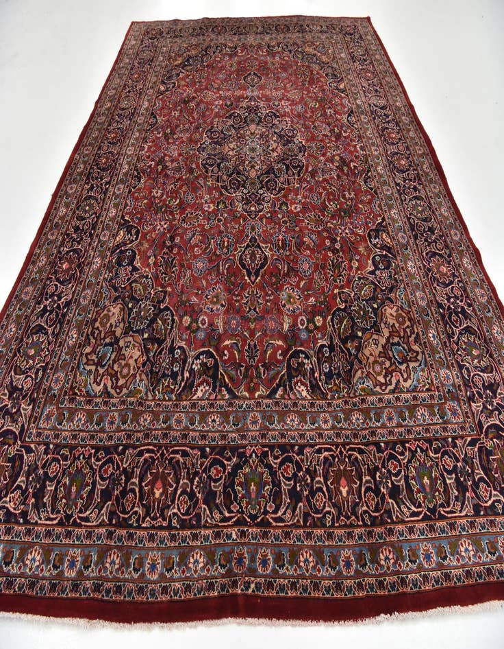 Detail image of  9' 9 x 13' 3  Hand Knotted Mashad Persian Wool Rug