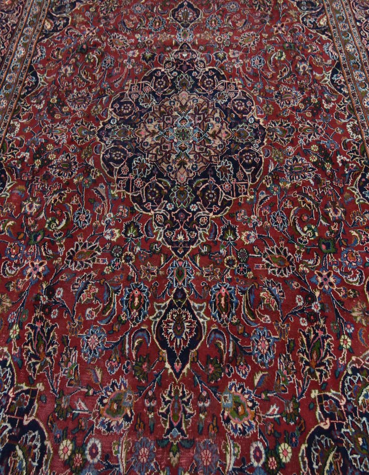 Detail image of  9' 9 x 13' 3  Hand Knotted Mashad Persian Wool Rug