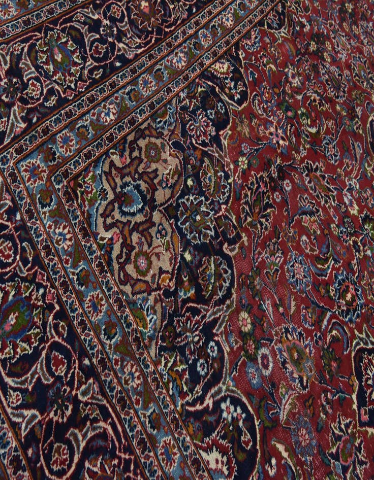 Detail image of  9' 9 x 13' 3  Hand Knotted Mashad Persian Wool Rug