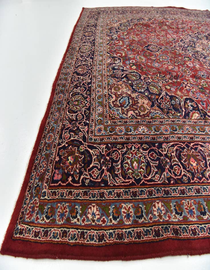 Detail image of  9' 9 x 13' 3  Hand Knotted Mashad Persian Wool Rug