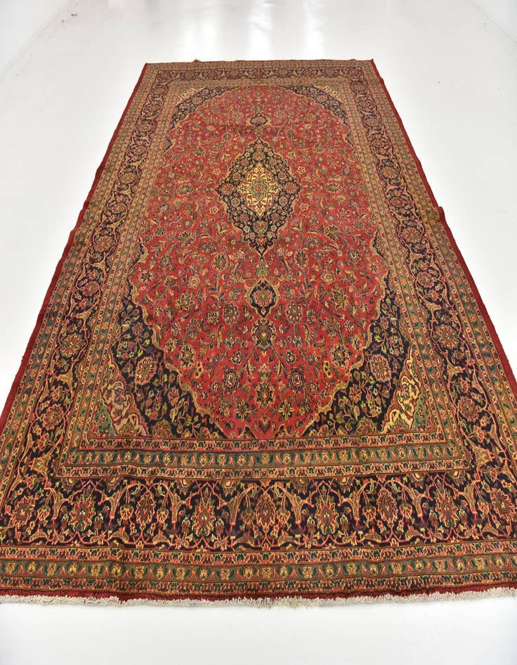 Detail image of  9' 9 x 12' 10  Hand Knotted Mashad Persian Wool Rug