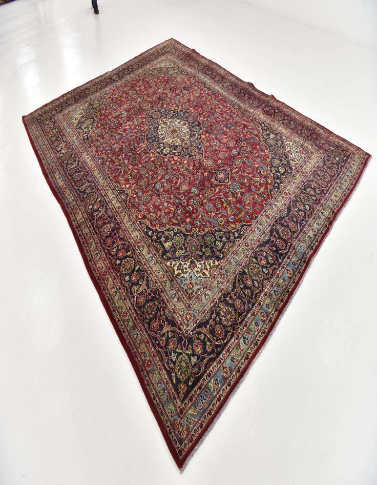 Detail image of  9' 7 x 12' 6  Hand Knotted Mashad Persian Wool Rug