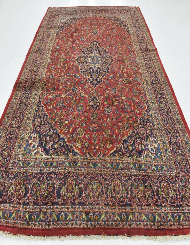 Detail image of  9' 10 x 12' 9  Hand Knotted Mashad Persian Wool Rug