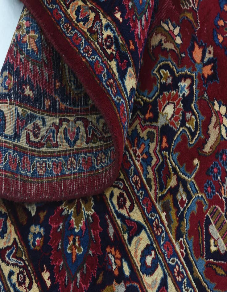 Detail image of  9' 7 x 13'  Hand Knotted Mashad Persian Wool Rug