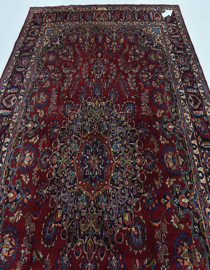 Detail image of  9' 7 x 13'  Hand Knotted Mashad Persian Wool Rug