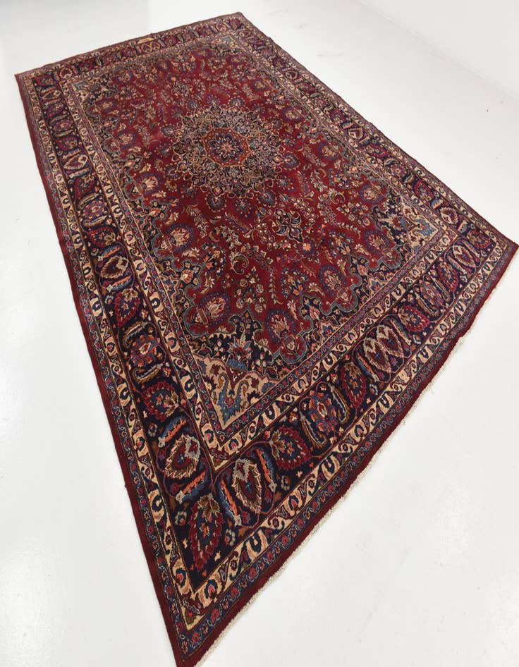 Detail image of  9' 7 x 13'  Hand Knotted Mashad Persian Wool Rug