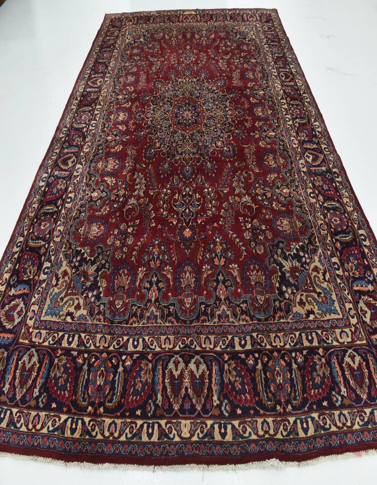 Detail image of  9' 7 x 13'  Hand Knotted Mashad Persian Wool Rug