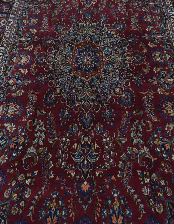 Detail image of  9' 7 x 13'  Hand Knotted Mashad Persian Wool Rug