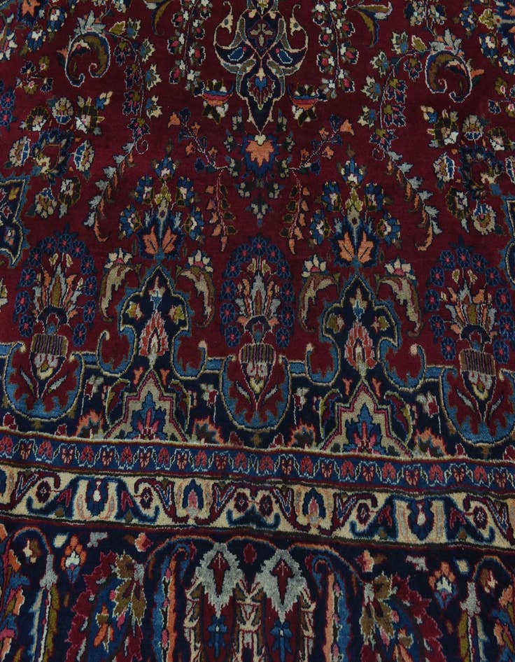 Detail image of  9' 7 x 13'  Hand Knotted Mashad Persian Wool Rug