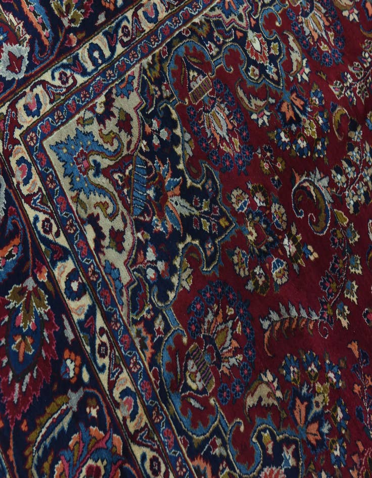 Detail image of  9' 7 x 13'  Hand Knotted Mashad Persian Wool Rug