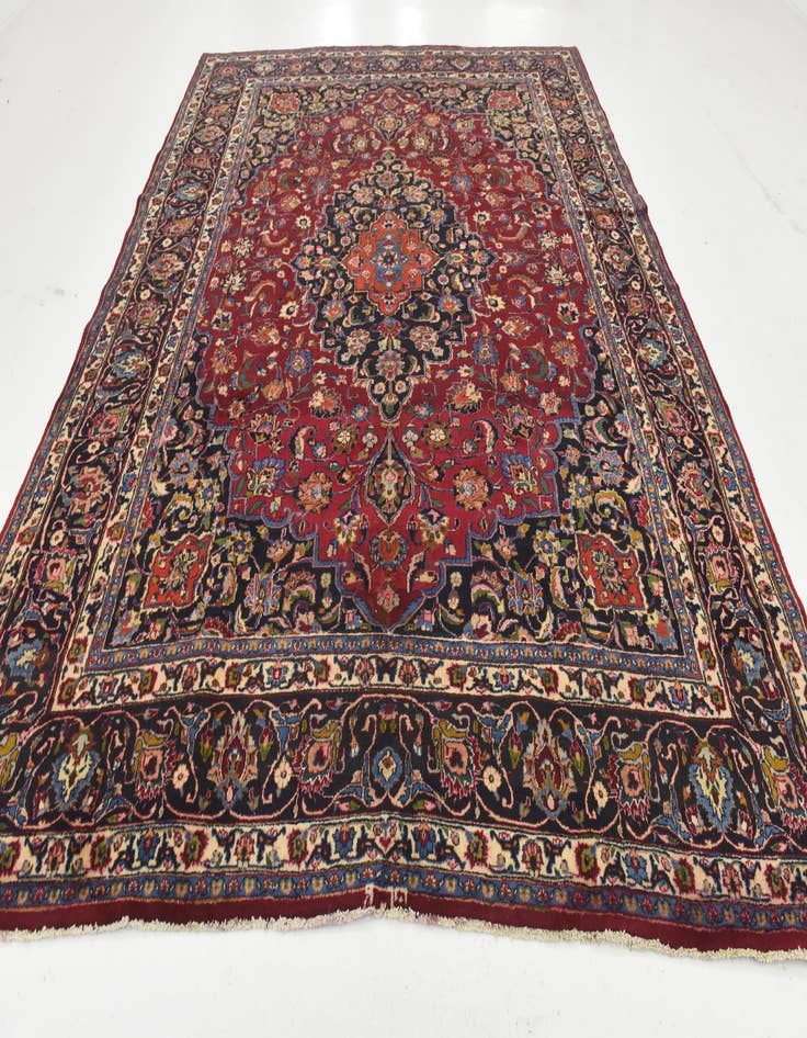 Detail image of  9' 7 x 12' 7  Hand Knotted Mashad Persian Wool Rug