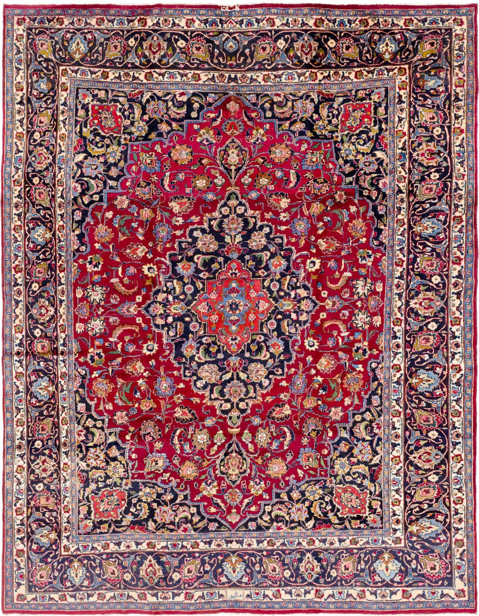 Primary image 9' 7 x 12' 7 Hand Knotted Mashad Persian Wool Rug