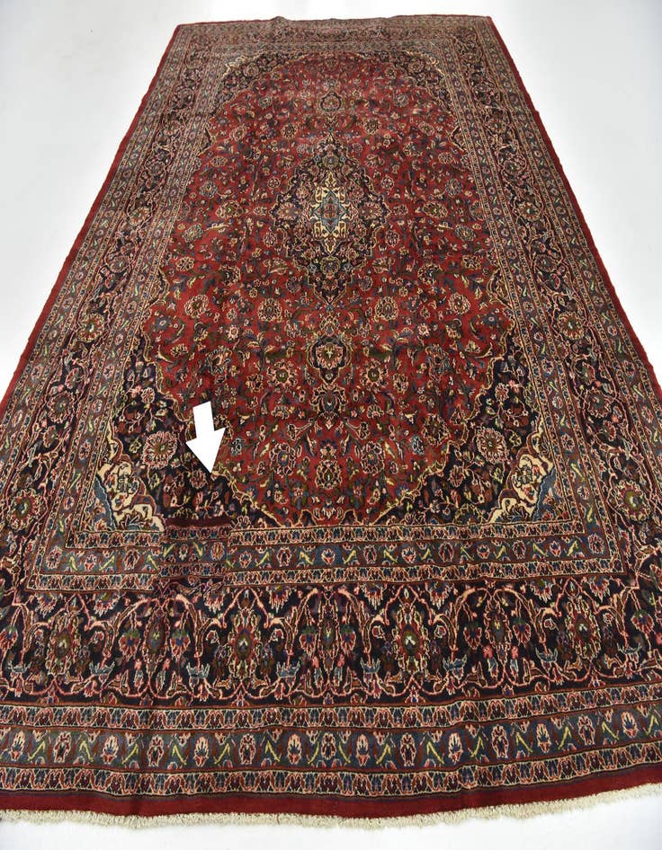 Detail image of  9' 6 x 12' 10  Hand Knotted Mashad Persian Wool Rug