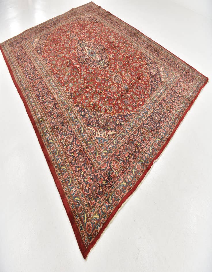 Detail image of  9' 8 x 12' 10  Hand Knotted Mashad Persian Wool Rug