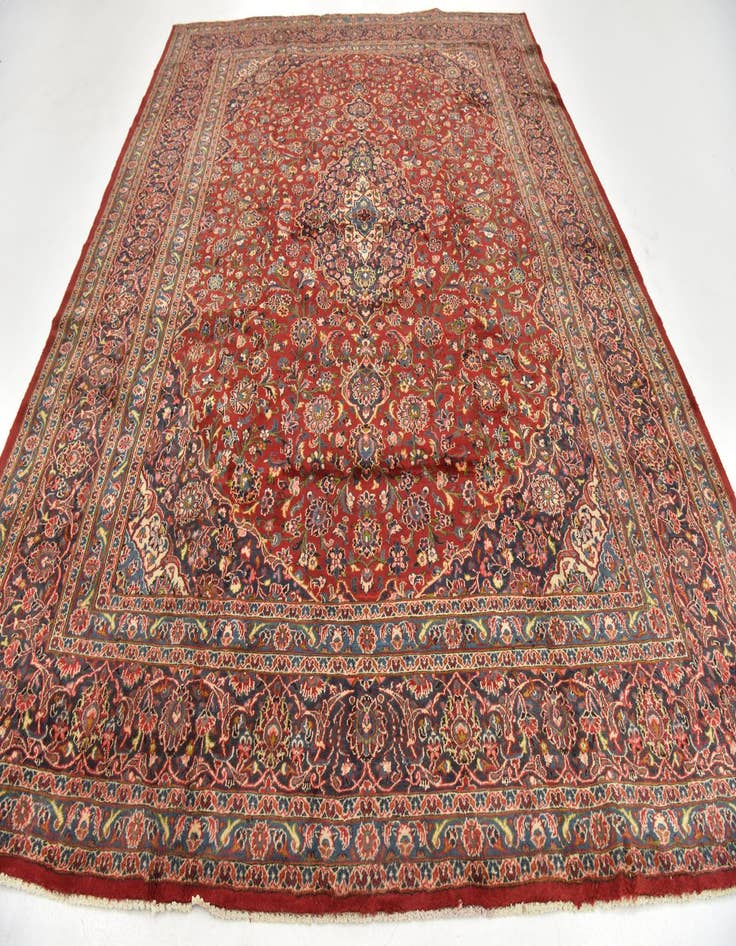 Detail image of  9' 8 x 12' 10  Hand Knotted Mashad Persian Wool Rug