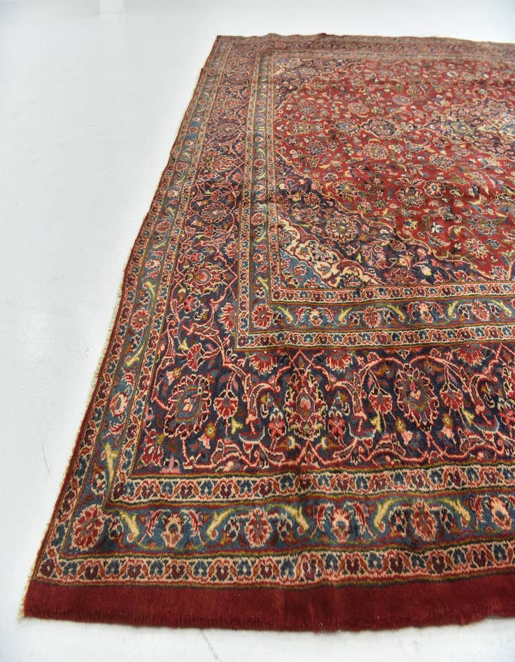 Detail image of  9' 8 x 12' 10  Hand Knotted Mashad Persian Wool Rug