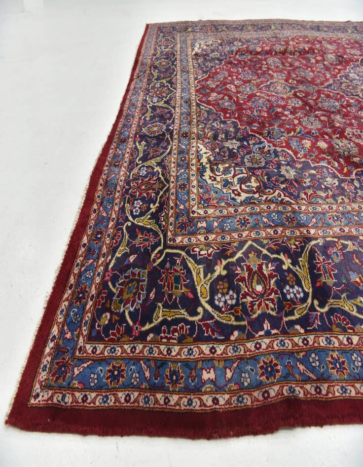 Detail image of  9' 7 x 12' 10  Hand Knotted Mashad Persian Wool Rug