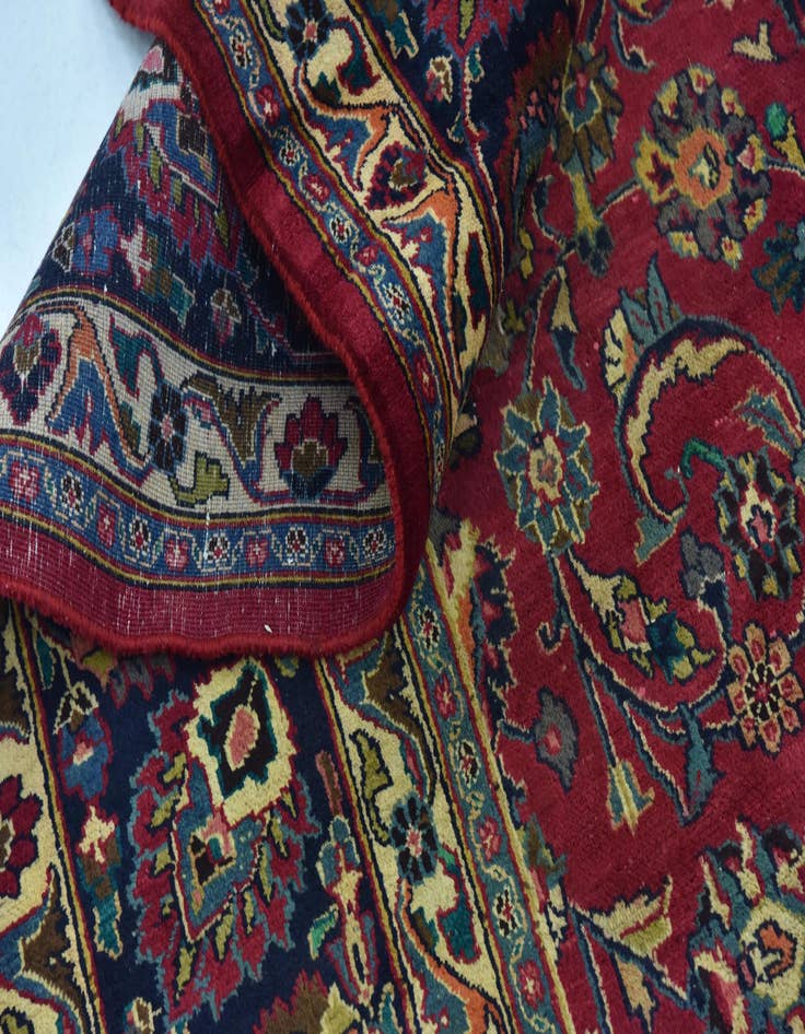 Detail image of  9' 8 x 13'  Hand Knotted Mashad Persian Wool Rug