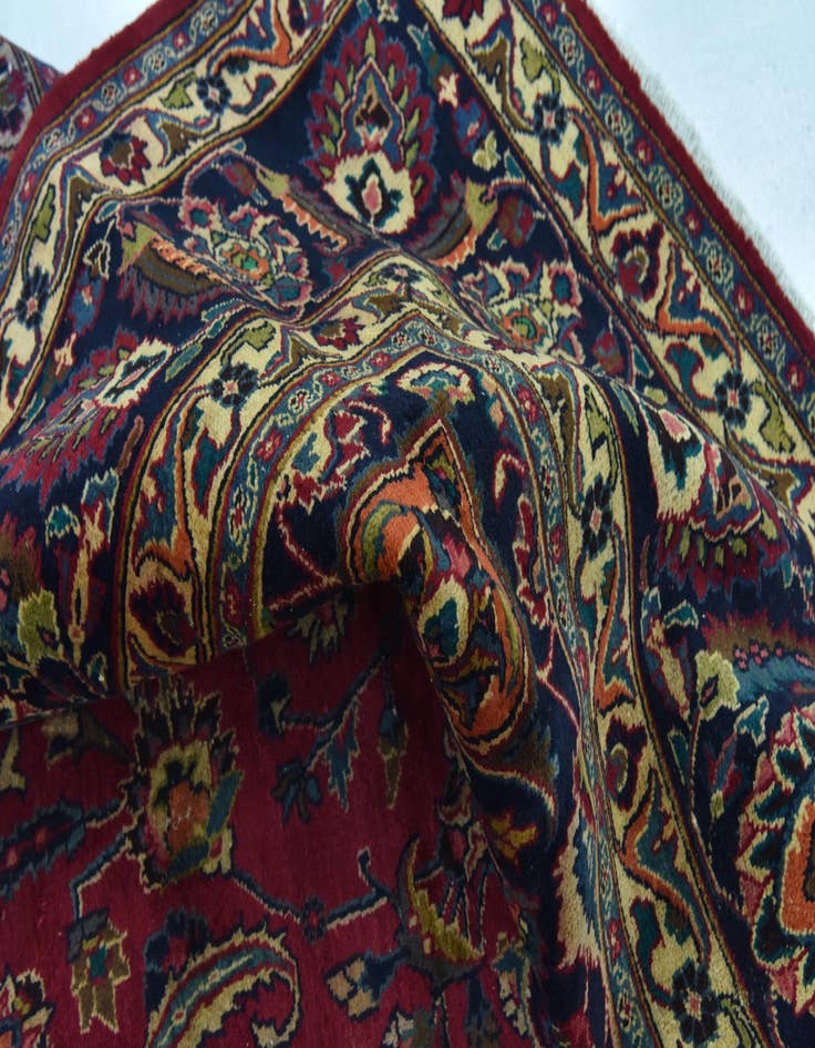 Detail image of  9' 8 x 13'  Hand Knotted Mashad Persian Wool Rug