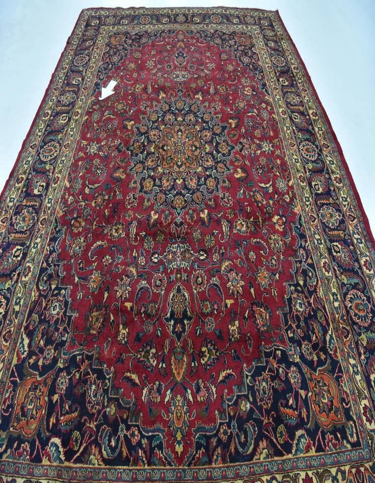 Detail image of  9' 8 x 13'  Hand Knotted Mashad Persian Wool Rug