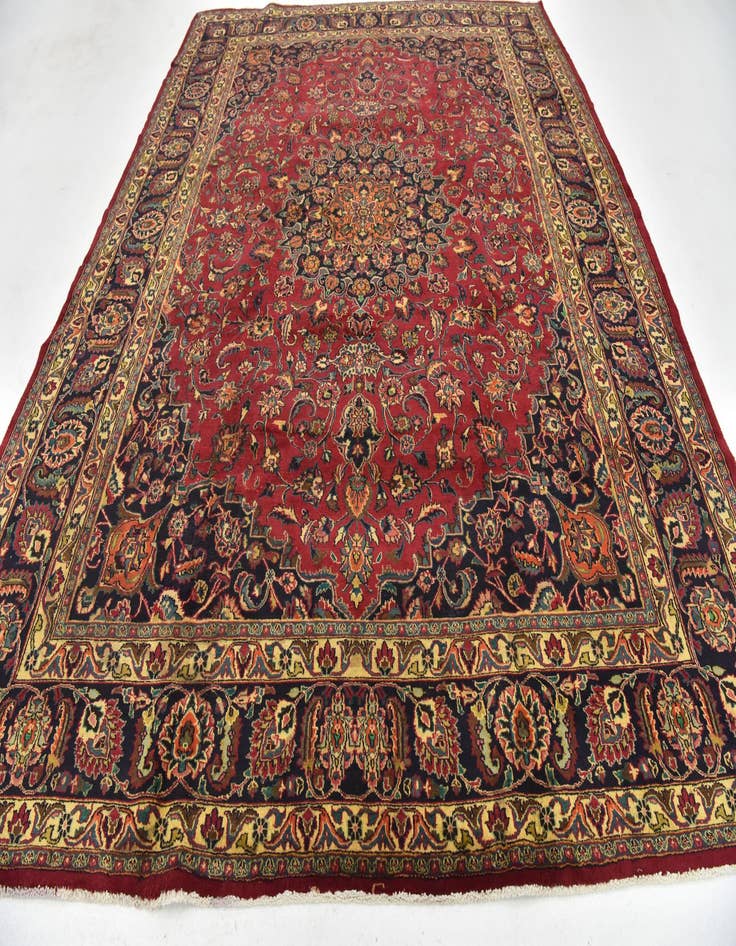 Detail image of  9' 8 x 13'  Hand Knotted Mashad Persian Wool Rug