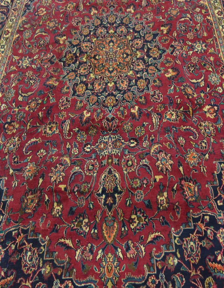 Detail image of  9' 8 x 13'  Hand Knotted Mashad Persian Wool Rug