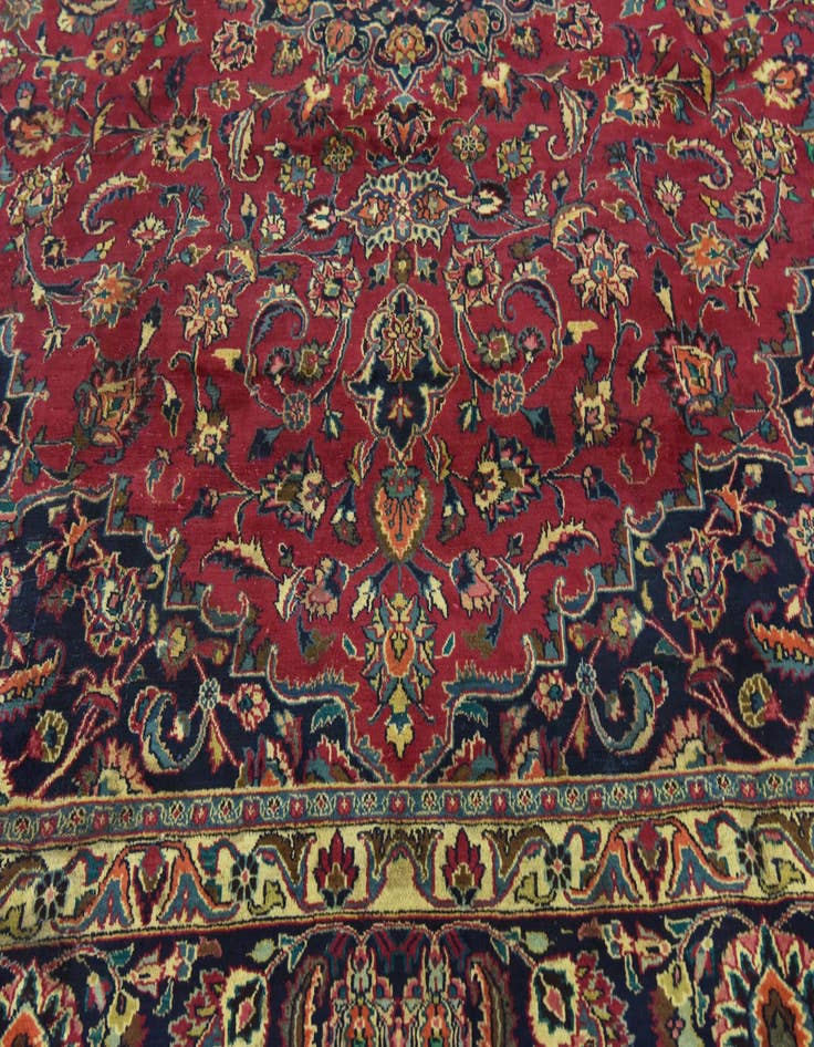 Detail image of  9' 8 x 13'  Hand Knotted Mashad Persian Wool Rug