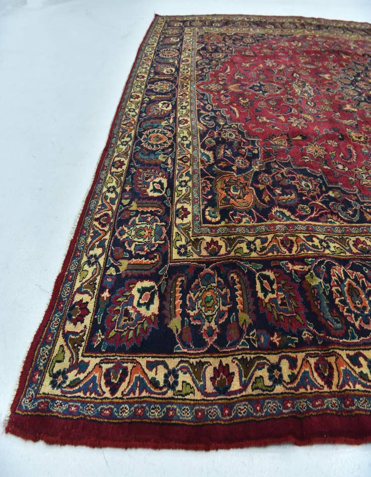 Detail image of  9' 8 x 13'  Hand Knotted Mashad Persian Wool Rug